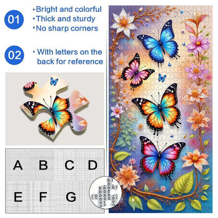 1000pcs Jigsaw Puzzle for Adults 80x40cm Large Butterfly Floral Design Premium H