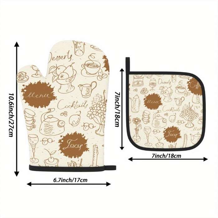 2pcs 26.92x17.02 cm Heat Resistant Oven Mitts And Potholders