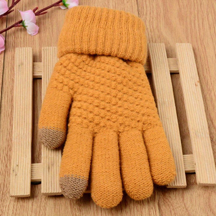 1 Pair Black Winter Warm Knitted Gloves Warm Gloves