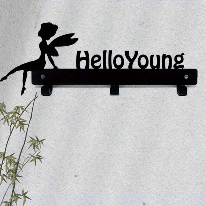 1pc HelloYoung Magical Wall-Mounted Storage RackStylish Metal Organizer for Coats Keys Towels