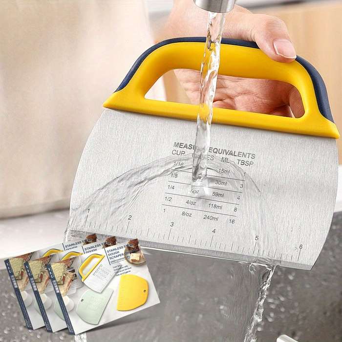 1pc Stainless Steel Slicing Knife with Measuring Scale Durable Non-Slip Silicone Handle Per