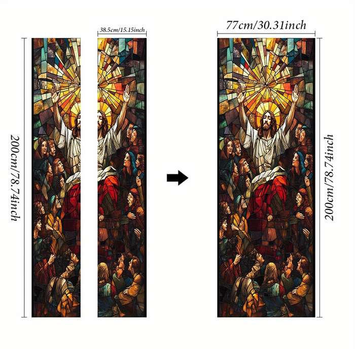 1pc 76.96x199.9cm Jesus Christian Themed Stickers