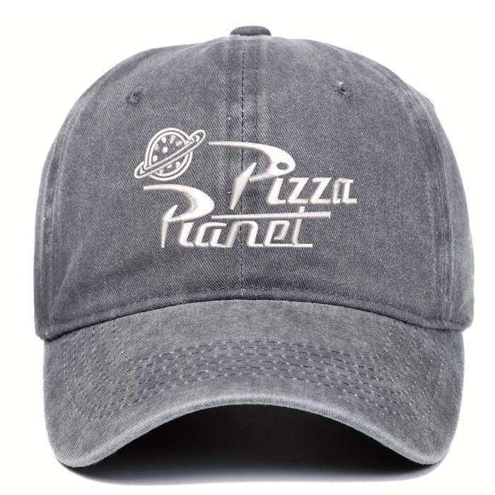 1pc Adjustable VERG Pizza Planet Embroidered Baseball Cap Sun Protection Washed Gray Polyester U
