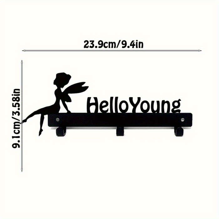 1pc HelloYoung Magical Wall-Mounted Storage RackStylish Metal Organizer for Coats Keys Towels