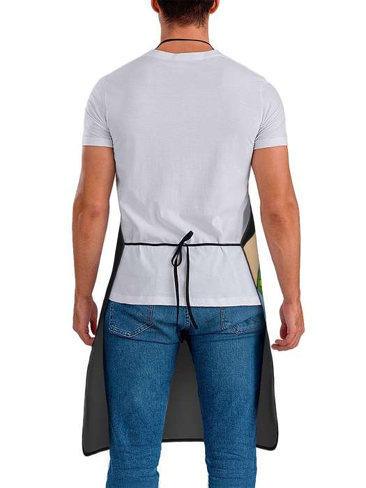 1pc Vintage-Style Adjustable Cooking Apron with Colorful Cartoon Characters Durable Polyester Ha