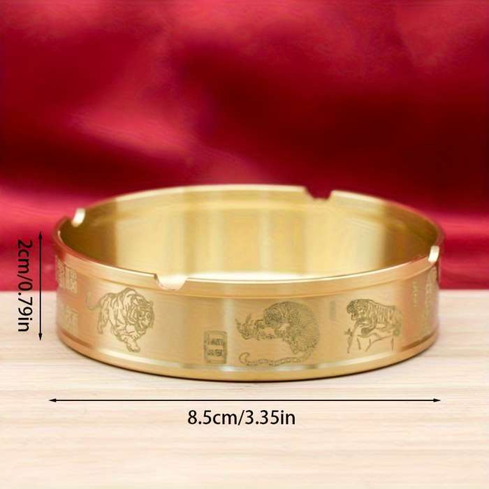1pc Elegant Golden Tiger Dragon Design Brass Ashtray High-End Modern Traditional Style Ide