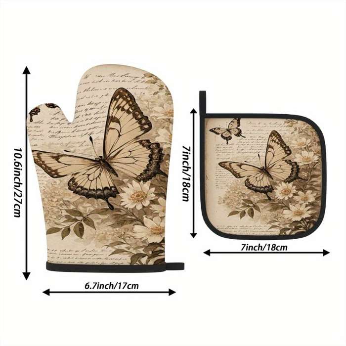 2pcs 26.92x17.02 cm Heat-Resistant Oven Mitts And Potholders