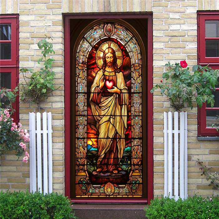 1pc 76.96x199.9cm Jesus Christian Themed Stickers