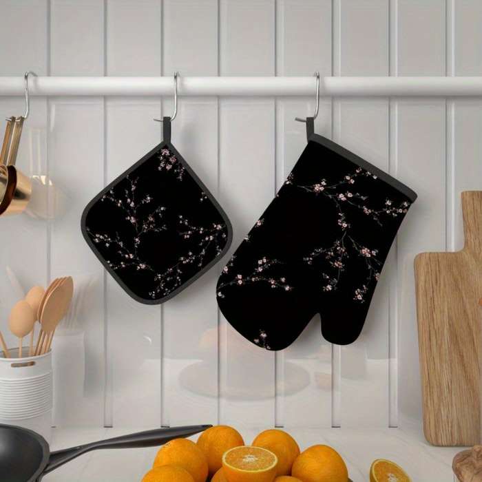 2Pcs 26.92x17.02 cm Heat Resistant Oven Mitts And Potholders