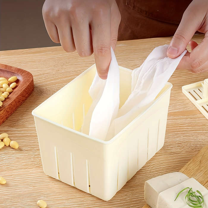 1pc White Plastic Cheese Tofu Press with Multi-Layer Filter Quick and Easy Kitchen Tool for