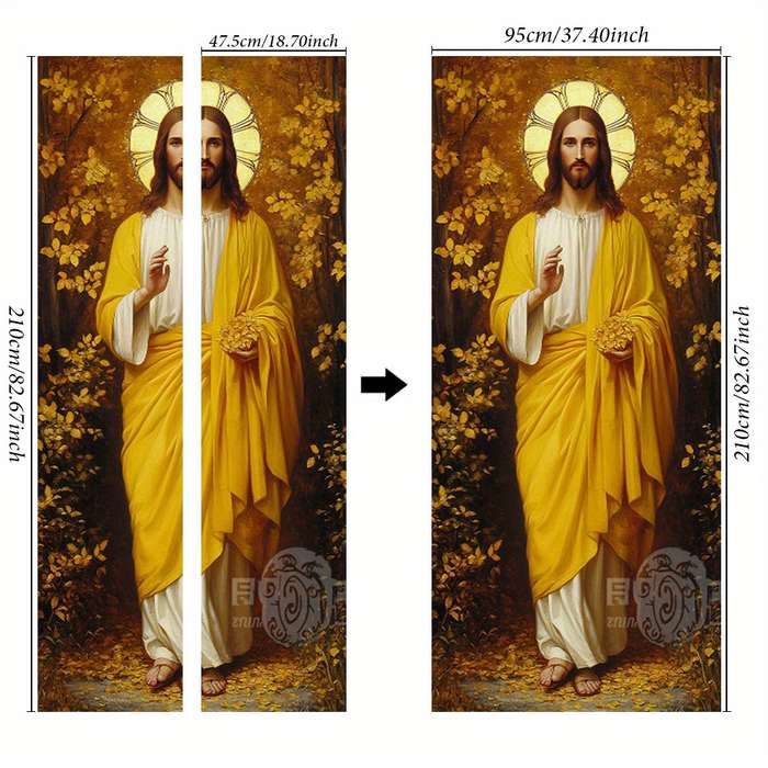 1pc 76.96x199.9cm Jesus Christian Themed Stickers