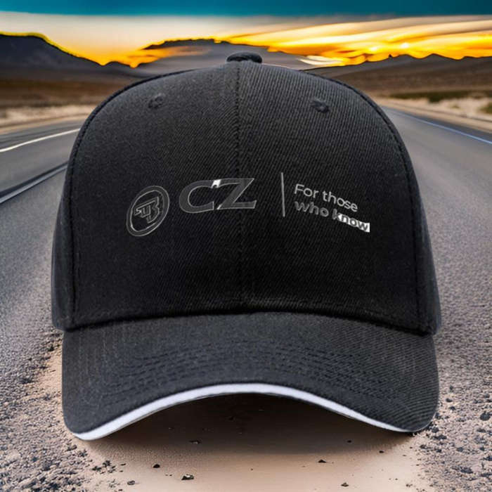 1pc Adjustable Sports Cap Black with CZ Logo Stylish and Comfortable Headwear for Running