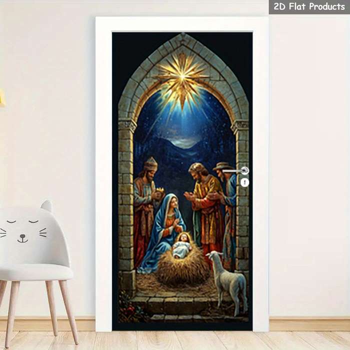 1pc 76.96x199.9cm Jesus Christian Themed Stickers