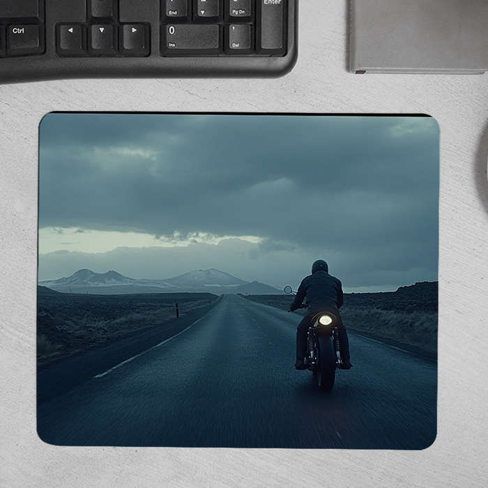 1pc Motorcycle Print Non-Slip Rubber Mouse Pad Vintage Road Trip Design Portable D