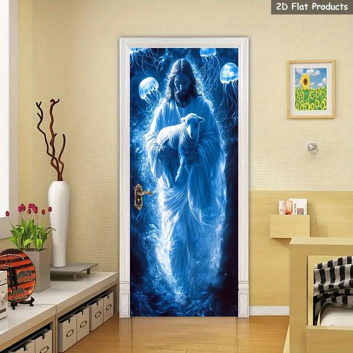 1pc 76.96x199.9cm Jesus Christian Themed Stickers