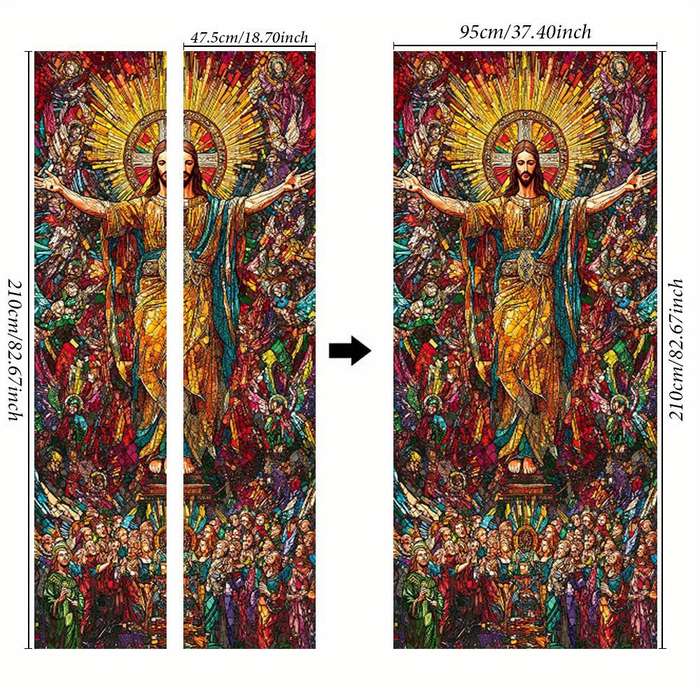 1pc 76.96x199.9cm Jesus Christian Themed Stickers