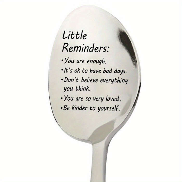 1pc Inspirational Stainless Steel Spoon  You Are Enough  Engraved Self-Love Motivational Qu