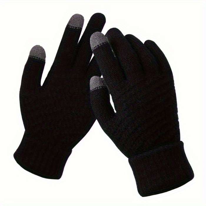 1 Pair Black Winter Warm Knitted Gloves Warm Gloves