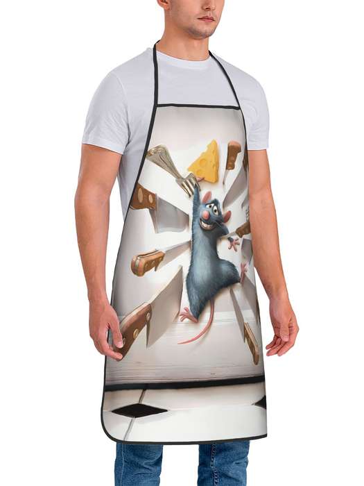 1pc BIIHUDU Vintage Mouse Printed Apron   100% Polyester Woven Fabric   Durable Easy-Care   Whims