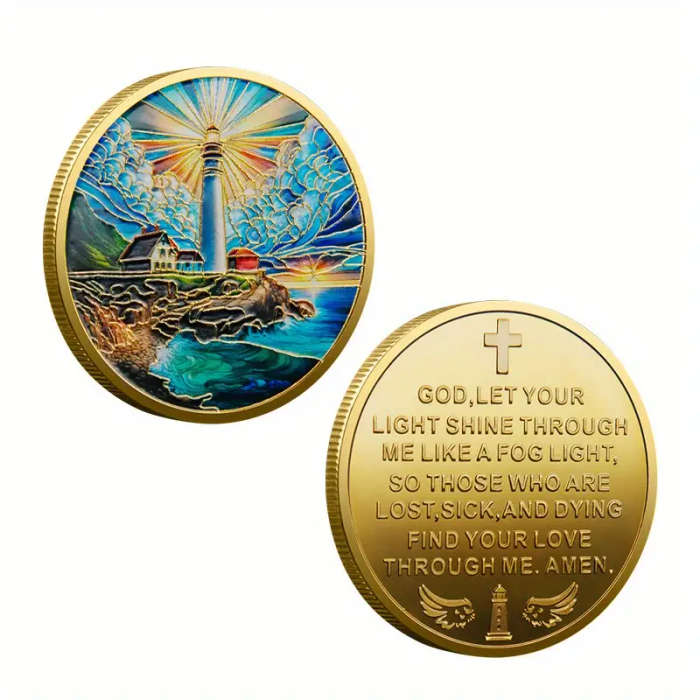 Lighthouse & Ocean Scene Commemorative Coin 40MM Wide