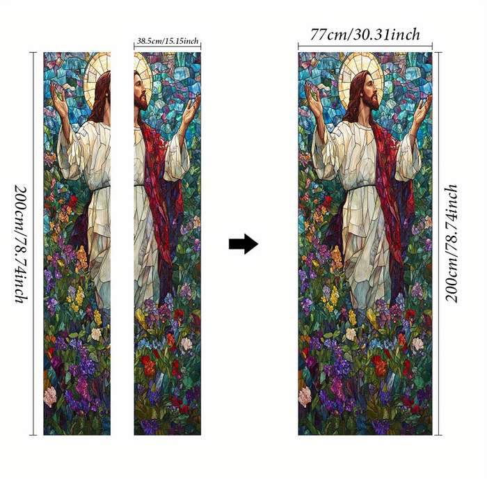 1pc 76.96x199.9cm Jesus Christian Themed Stickers