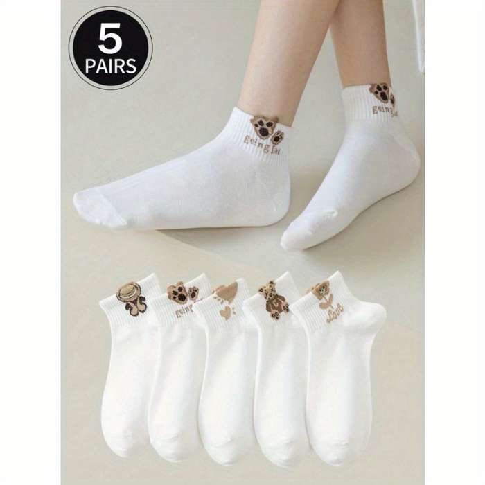 5 Pairs Multicolor One Size High Elastic Socks
