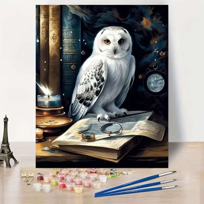 1pc Paint by Numbers for Adults Owl Canvas Kit 40.64x50.8cm Frameless Acrylic Painting for Beginners