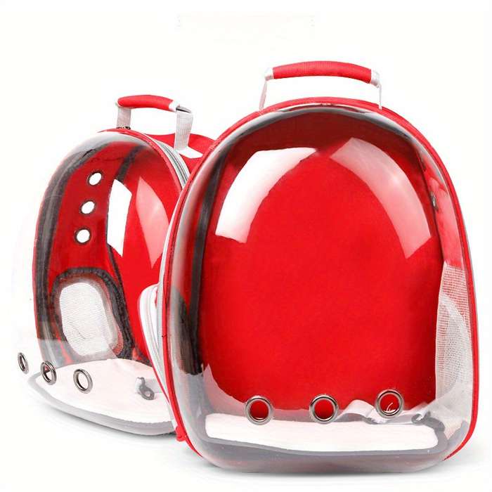 1pc Panoramic Transparent Red Pet Bag