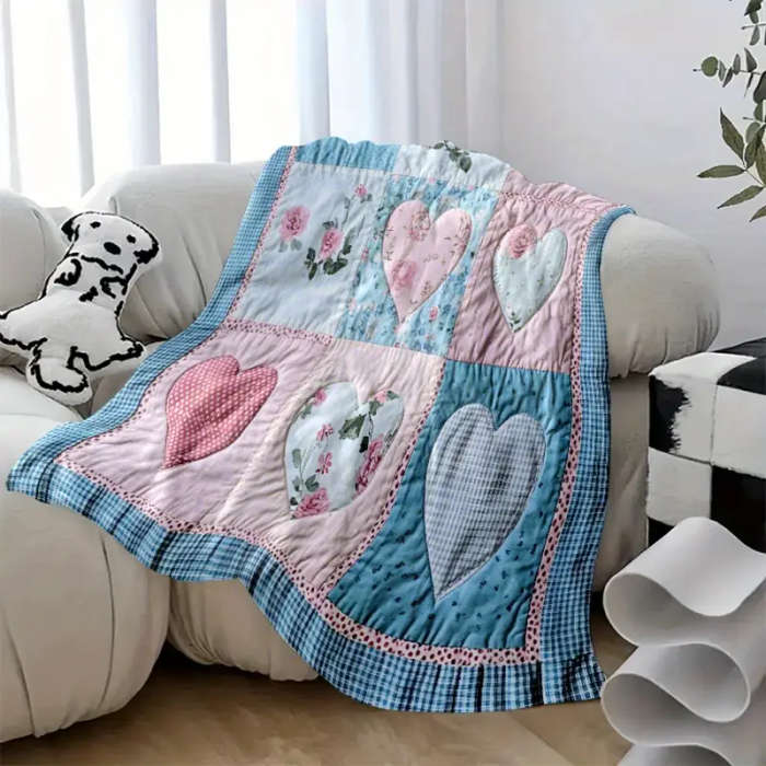 1 Vintage Heart Patchwork Quilt 130*150CM