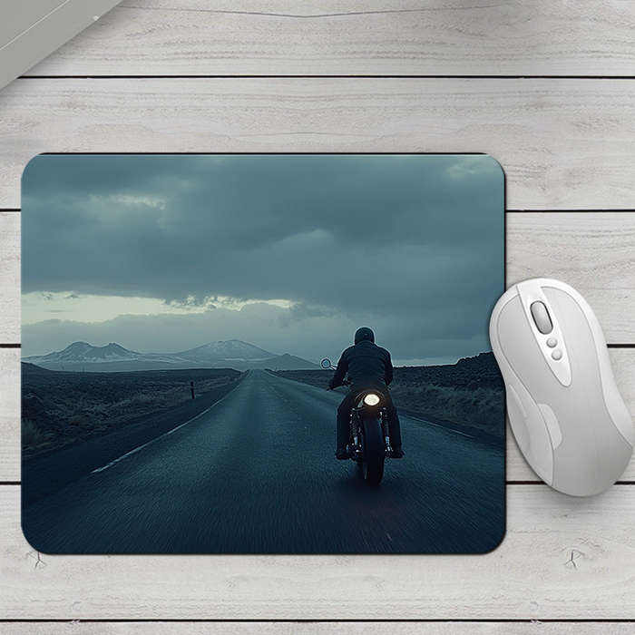 1pc Motorcycle Print Non-Slip Rubber Mouse Pad Vintage Road Trip Design Portable D