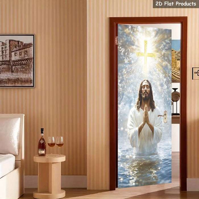 1pc 76.96x199.9cm Jesus Christian Themed Stickers