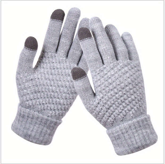 1 Pair Black Winter Warm Knitted Gloves Warm Gloves