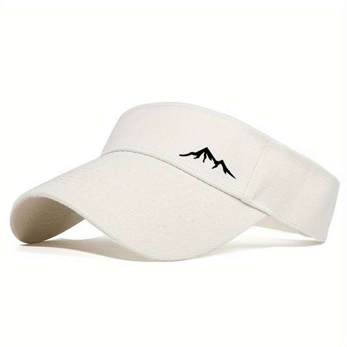 1pc Breathable Black Running Cap with Mountain Logo UV Protection Sun Hat for Outdoor Sports Ca