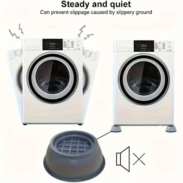 Shock-Absorbing Washing Machine Stabilizing Pads - Anti-Slip, Noise Reducing, Durable Plastic with