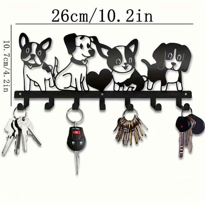 1pc Contemporary Dog Silhouette Metal Key Holder Wall Mount Easy Install Key Storage Box for Home