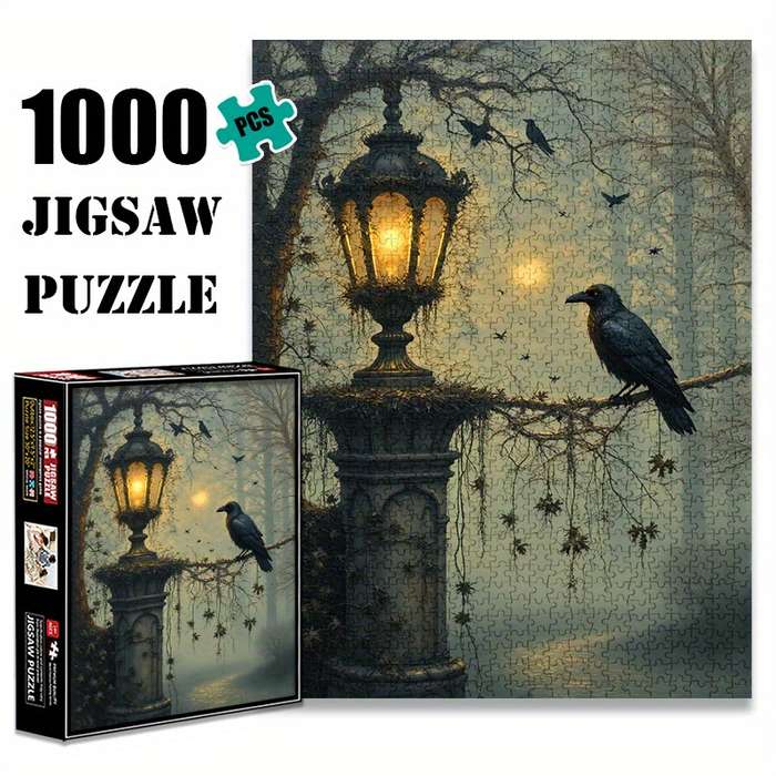 1000pcs Raven Lantern Paper Puzzle Large Adult Jigsaw Toy with Waterproof Scrat
