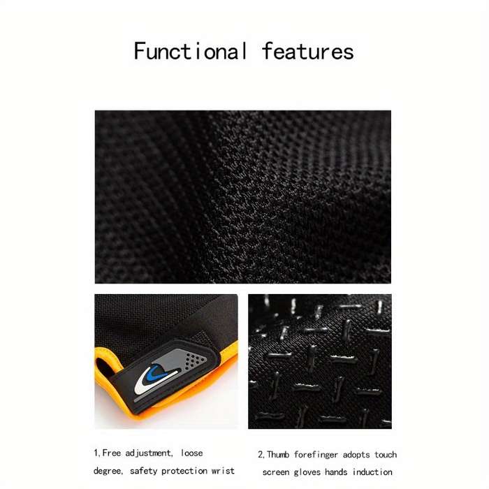 1 Pair Black Outdoor Sports Gloves