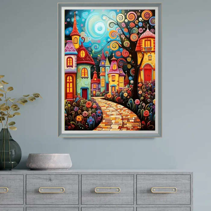 1pc Print Painting 2D Fairy Tale Castle Canvas Art Perfect Home Decor Choice 30.48x40.64cm Unframed
