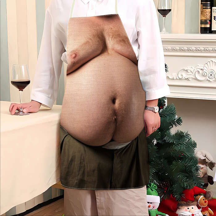 1pc Adjustable Linen Apron for Cooking BBQ Gardening Fun Big Belly Design Ideal for Kitchen a