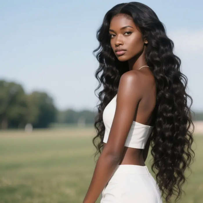 Women's Natural Long Black Brazilian Wet Curl Wig