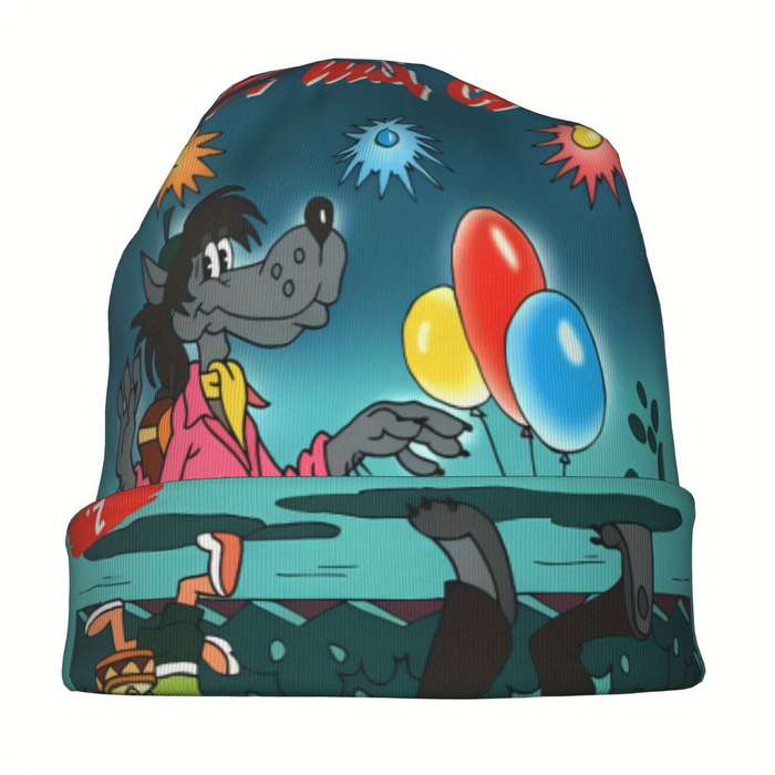 1pc BIIHUDU Men'S Wolf Rabbit Beanie Caps Polyester 95% Elastane 5% Funky Fashion Knitting for