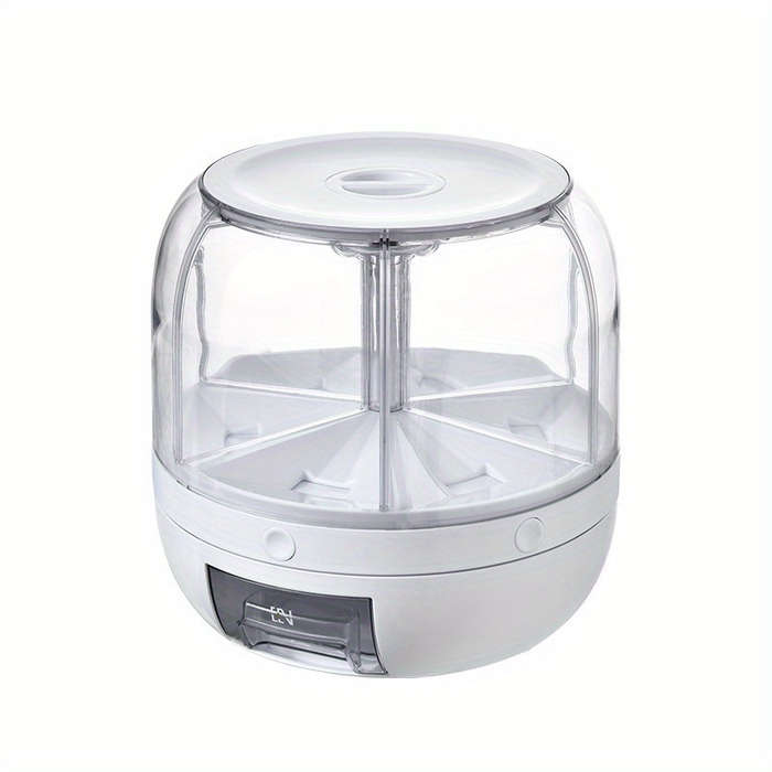 6-Compartment Rotating Rice Bucket with Transparent Lid Large Capacity Grain Storage Containe
