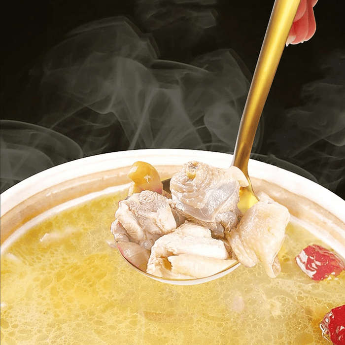 6pcs Gold-Plated Stainless Steel Kitchen Utensil Set Includes Soup Spoon Colander Frying Sh