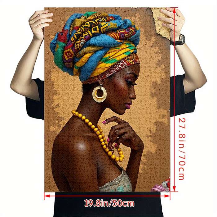 1000pcs Jumbo African Beauty Side Face Paper Jigsaw Puzzle Scratch Water Resistan