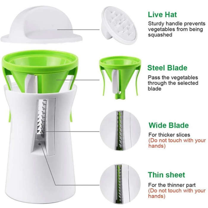 1Pc Julienne Slicer Spiral Funnel Slicer Rotating Vegetable Cutter Vegetable Grater