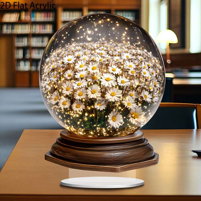 1pc 2D Flat  Acrylic Sunflower Crystal Ball with Stand  Multipurpose Festive Decor for Christmas