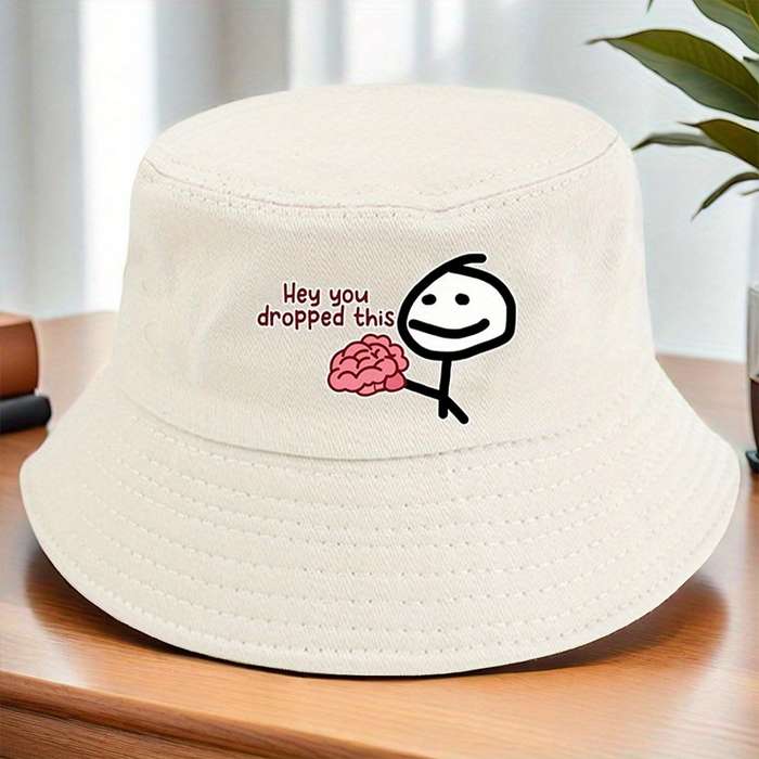 1pc Hey You Dropped Printed Bucket Hat Lightweight Polyester Woven Non-Stretch Multicolor