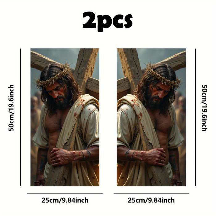 Set Of 2 Pieces Jesus Christian Themed Stickers