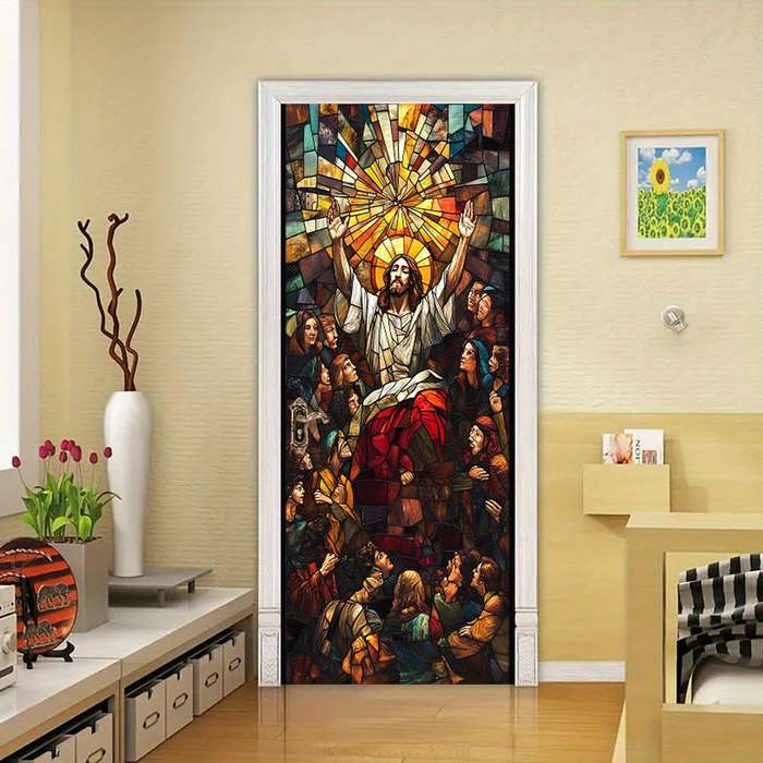 1pc 76.96x199.9cm Jesus Christian Themed Stickers