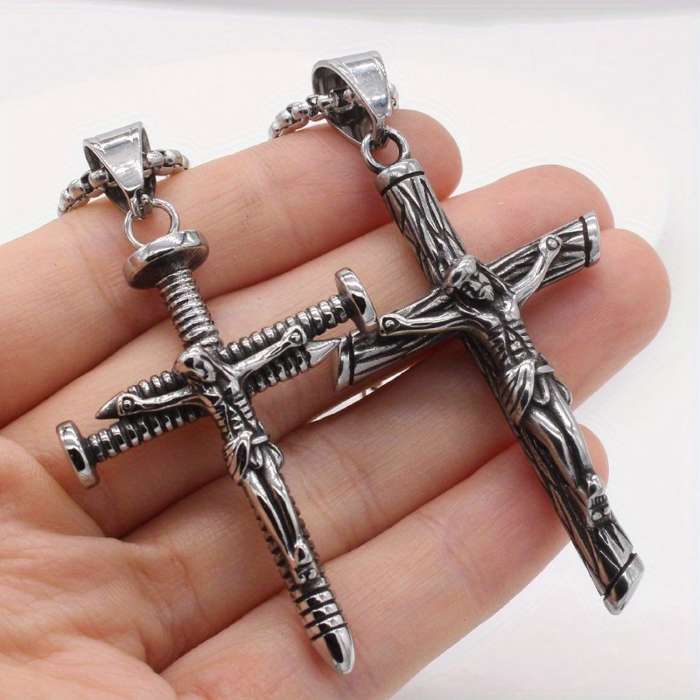 1 Piece Cross Charm Add Pearl Chain Jesus Theme Pendant